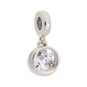 Pandora Silver Cz Moon & Star Dangle Charm